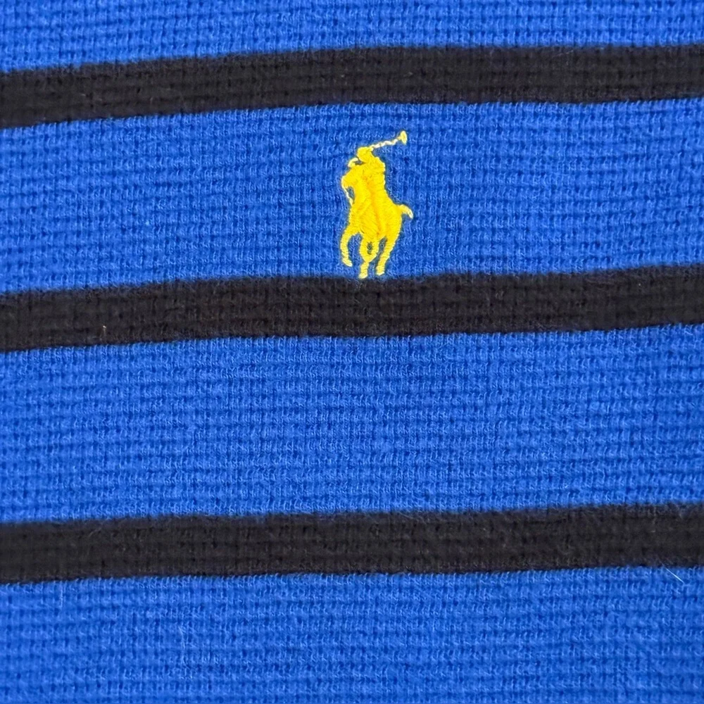 Ralph Lauren Boys Size 8 Royal Blue Black Striped Long Sleeve Thermal‎ Shirt